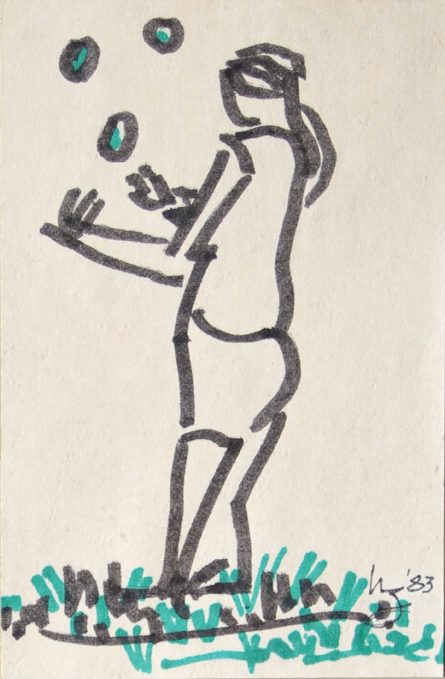 Mary Juggling - Black Marker #077